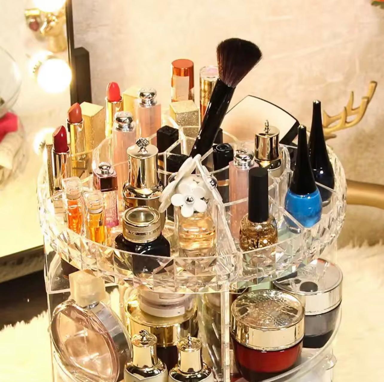 Rotating Jewelry Holder Makeup Organizer Display Makeup Perfume Desktop Storage Box Storage