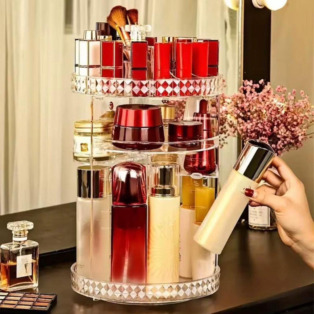 Rotating Jewelry Holder Makeup Organizer Display Makeup Perfume Desktop Storage Box Storage