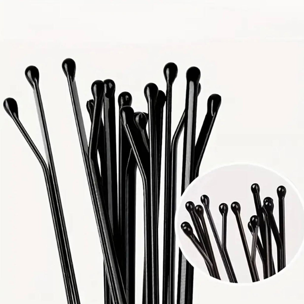 250-Piece Black Metal Hair Clips – Minimalist Rectangular Hairpins