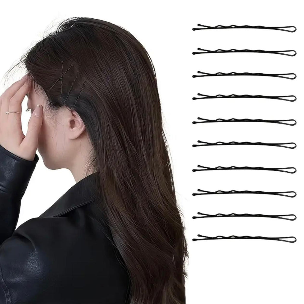 250-Piece Black Metal Hair Clips – Minimalist Rectangular Hairpins