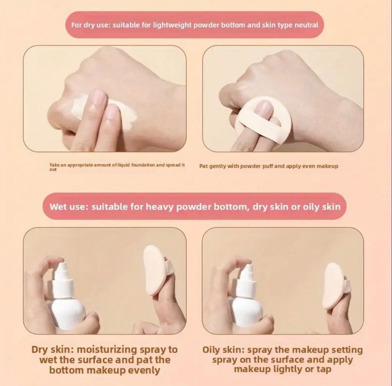 6 pcs - Pack Beauty Blender Cushion Puffs - Soft, Flexible & Elastic Makeup Sponge Applicators with Beige - Non-Toxic, for Foundation, Concealer, Powder - Ideal for Wet/Dry Use with or without Makeup - Salon & Home Use..