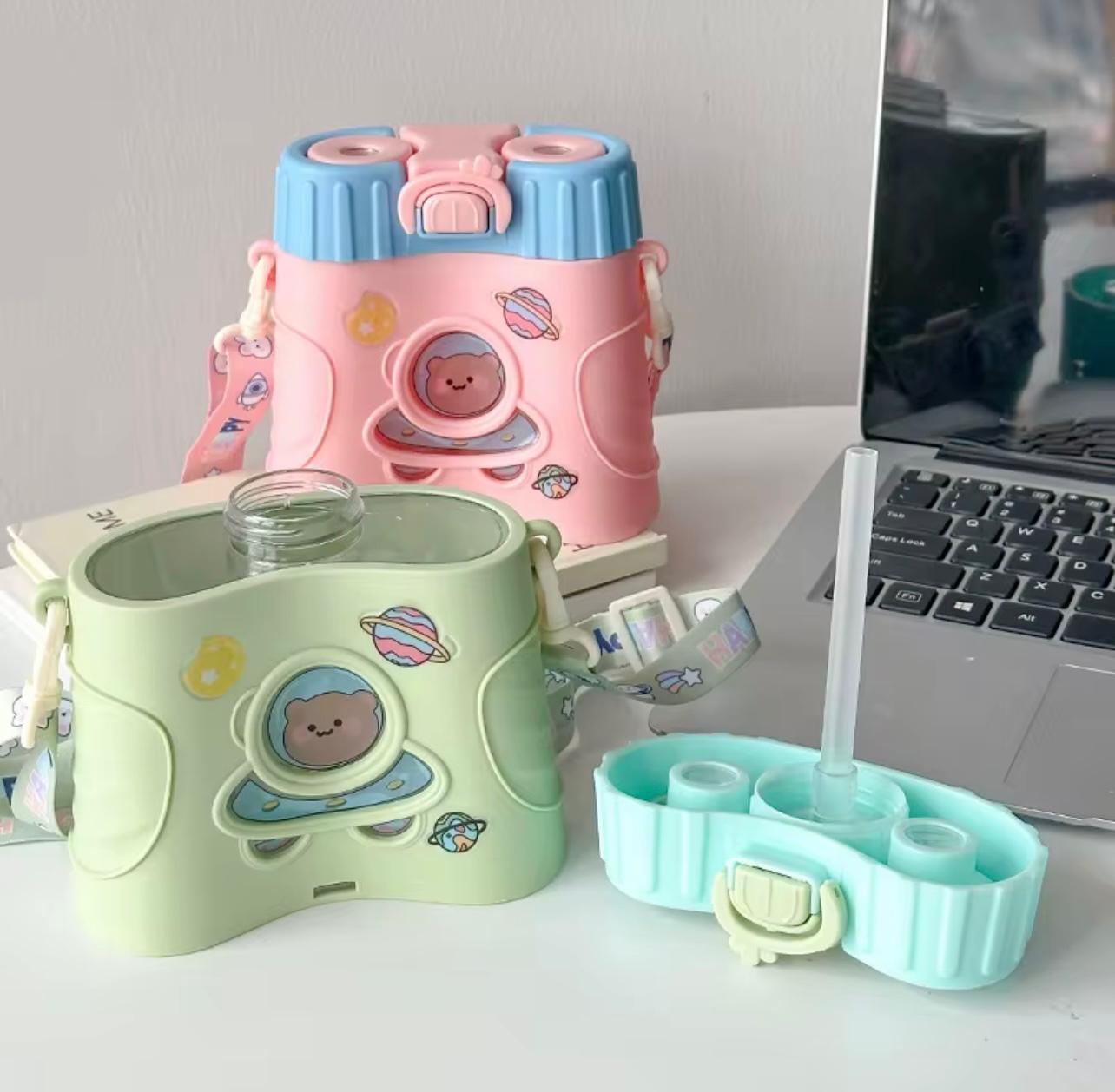 High-end Outdoor Sports Telescope Strap Water Bottle for Men and Women, Transparent Plastic Leak-Proof Design, Minimalist Style, Optional Stickers Included in Bottle,