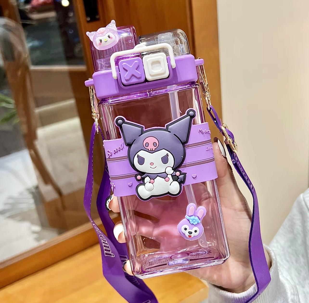 Dual Spout Straw Water Bottle for Boys and Girls Children's Portable Summer Drinkware for School for Students for Sanrio Kuromi