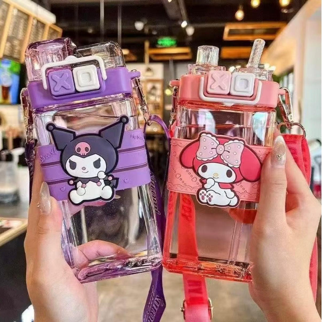 Dual Spout Straw Water Bottle for Boys and Girls Children's Portable Summer Drinkware for School for Students for Sanrio Kuromi