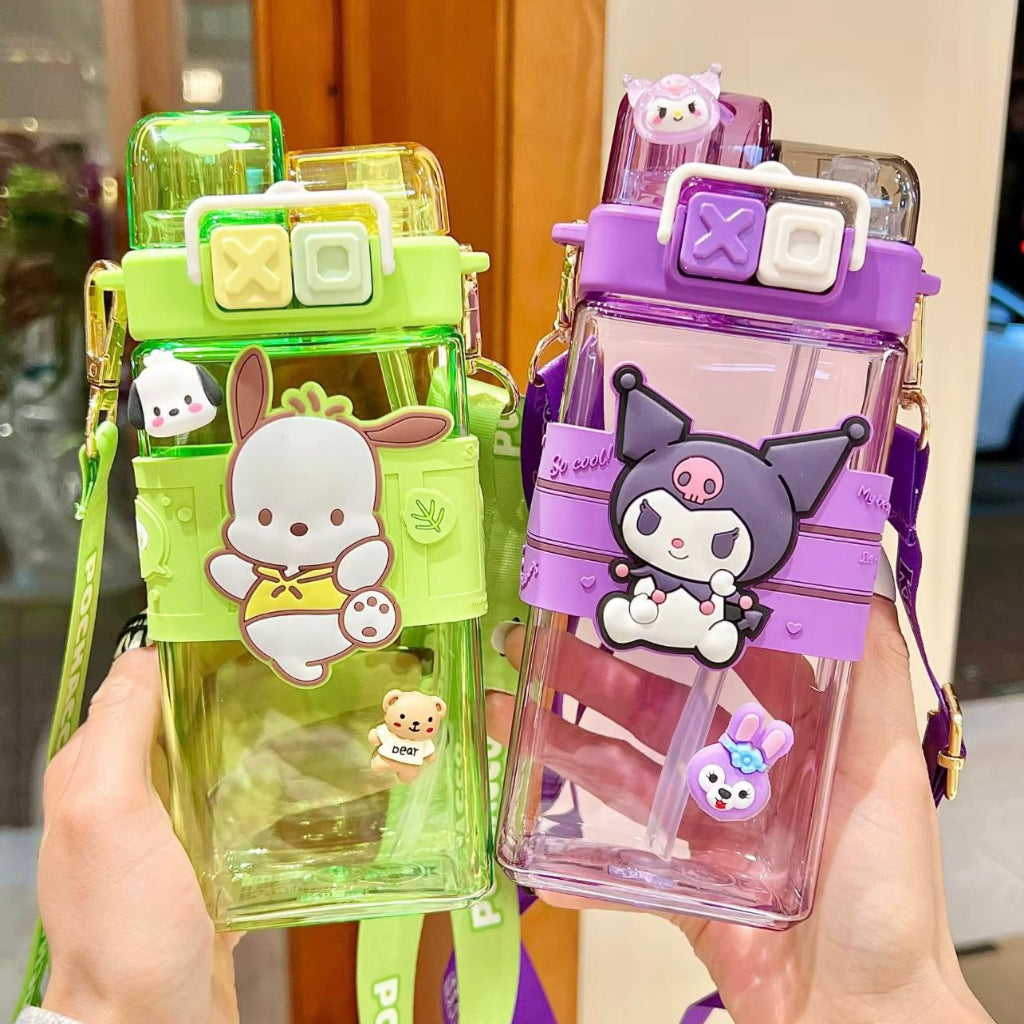 Dual Spout Straw Water Bottle for Boys and Girls Children's Portable Summer Drinkware for School for Students for Sanrio Kuromi