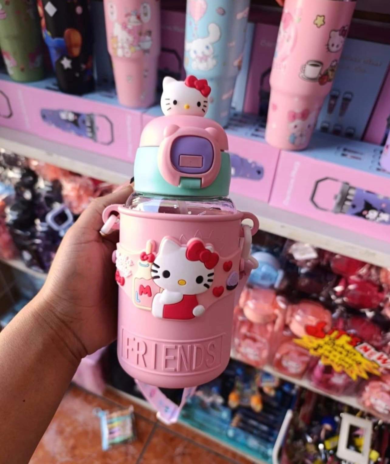 Students School Kids Cute Cartoon  Baby Plastic Drink Cups Portable Strap Children Water Bottle
