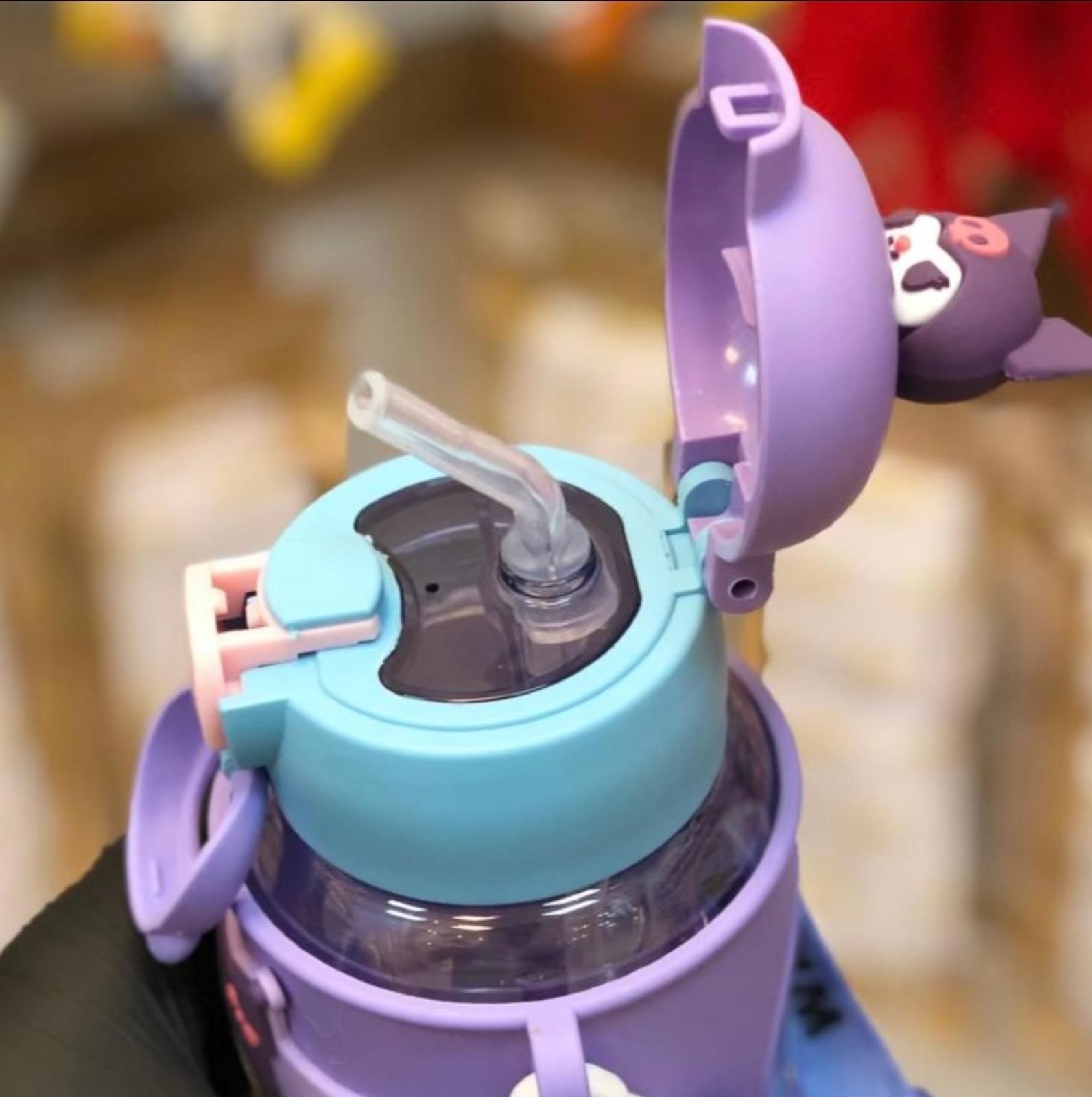 Students School Kids Cute Cartoon  Baby Plastic Drink Cups Portable Strap Children Water Bottle