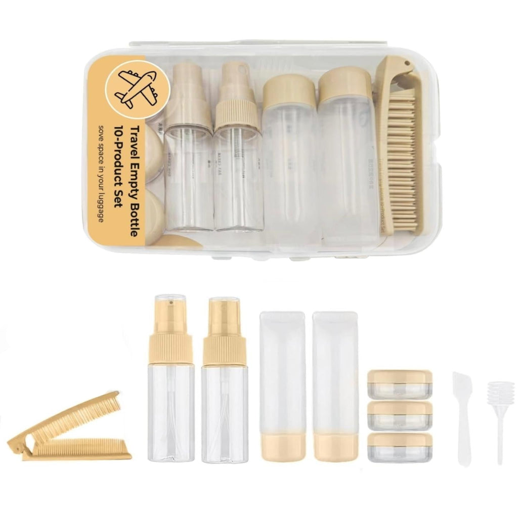 10 pcs Pack Travel Bottles Set,Leak Proof Travel Size Containers, Silicone Squeezable Travel Essentials Jar Accessories for Conditioner, Shampoo, Lotion & Body Wash Accessories