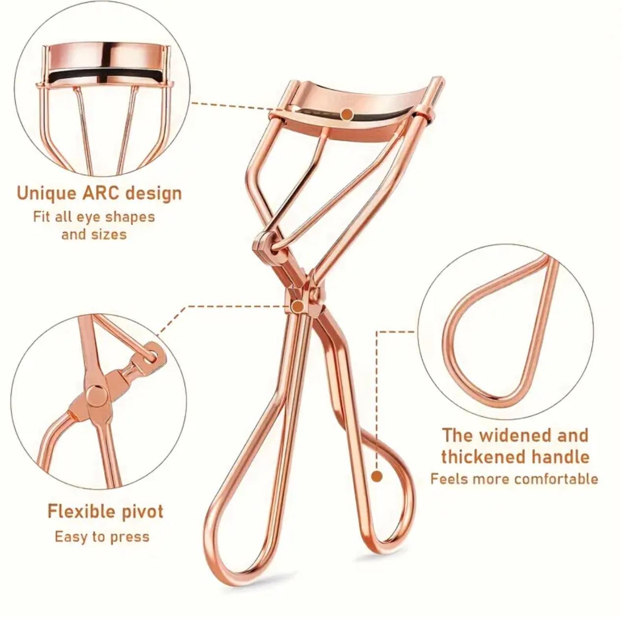 Custom Mini Portable Rose Gold Eyelash Curler Comfort Grip False Eyelashes Clip New Eye Makeup Tool