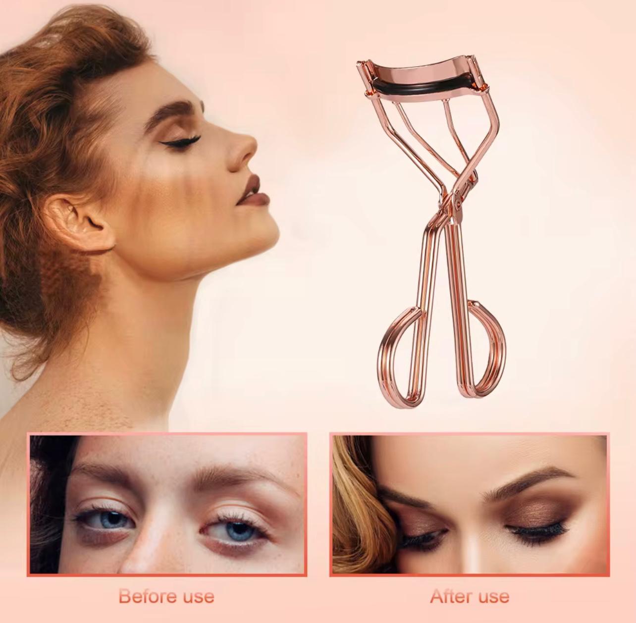 Custom Mini Portable Rose Gold Eyelash Curler Comfort Grip False Eyelashes Clip New Eye Makeup Tool