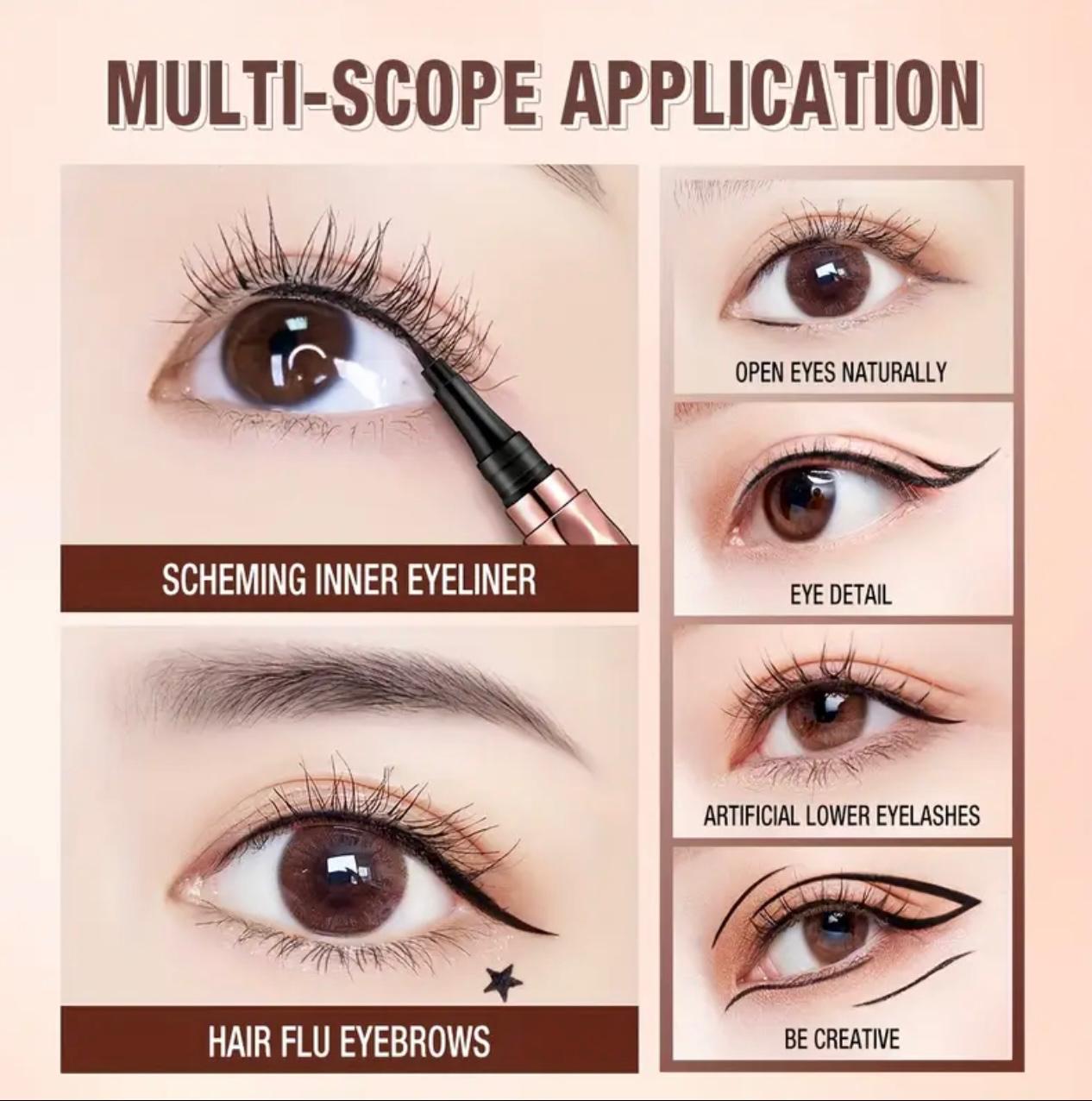Smooth Black Liquid Eyeliner Pen - Waterproof, Long-Lasting & Quick-Dry for Natural Eye Makeup