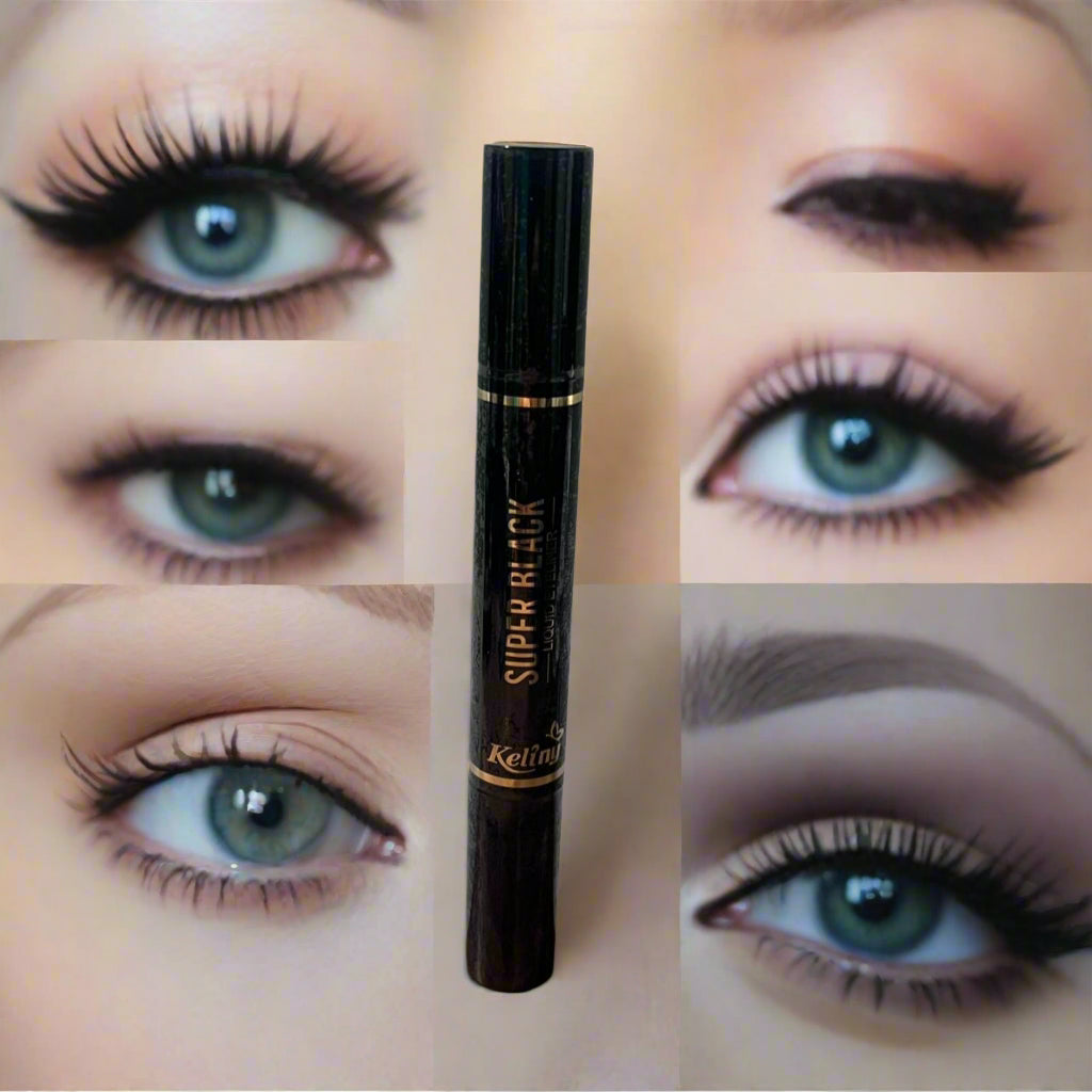 Waterproof Smudge-Proof Eyeliner Stamp Liquid Pen - Highly Pigmented Long-Lasting Black Eyeshadow & Eyeliner, Sweat-Resistant Multi-Use Makeup for All-Day Wear, Waterproof Eyeliner, Sleek Packaging,