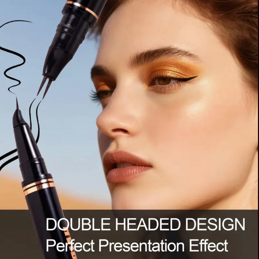Waterproof Smudge-Proof Eyeliner Stamp Liquid Pen - Highly Pigmented Long-Lasting Black Eyeshadow & Eyeliner, Sweat-Resistant Multi-Use Makeup for All-Day Wear, Waterproof Eyeliner, Sleek Packaging,