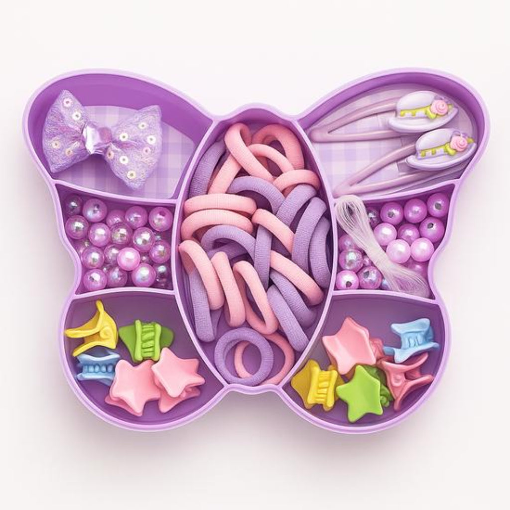 Butterfly Shaped Kids Hair Accessories Box – Cute & Colorful Set,Kids gift set