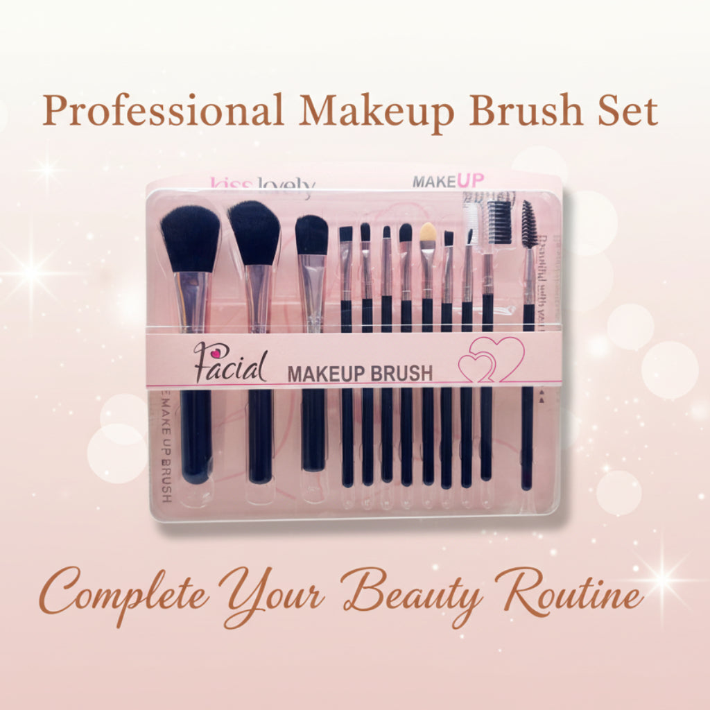 مجموعة فرش مكياج احترافية مكونة من 12 قطعة - فرش صناعية ممتازة للوجه والعينين