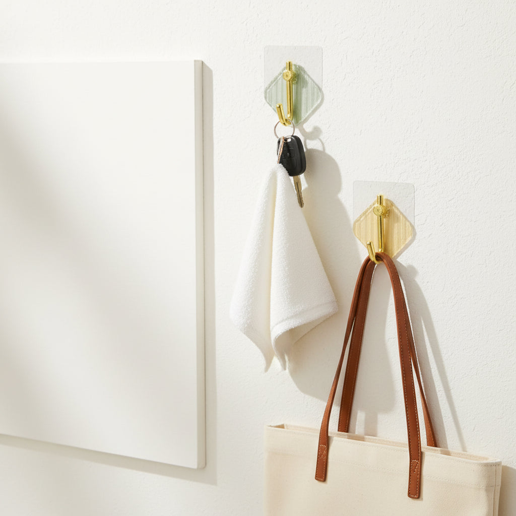 4 قطع خطافات مثبتة على الحائط - ذاتية اللصق بدون ثقب، متينة وأنيقة