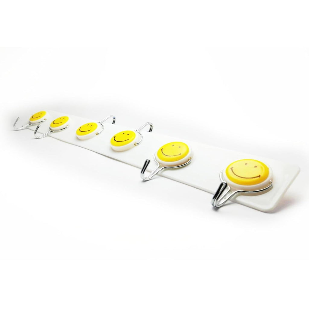 Plastic Hanger Six Hook Stand Nail-Less Screwless for Multipurpose Home Organizer|Durable Plastic Material| Smiley Design to Welcome You Home,Home Accessory