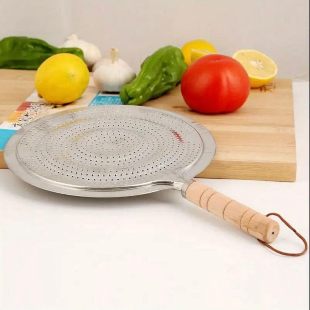Cast Iron Trivet for Kitchen Cookware, Wooden Handle Heat-Resistant Pad for Coffee Pots and Pans, Durable Stovetop Safe Cooking Accessory,