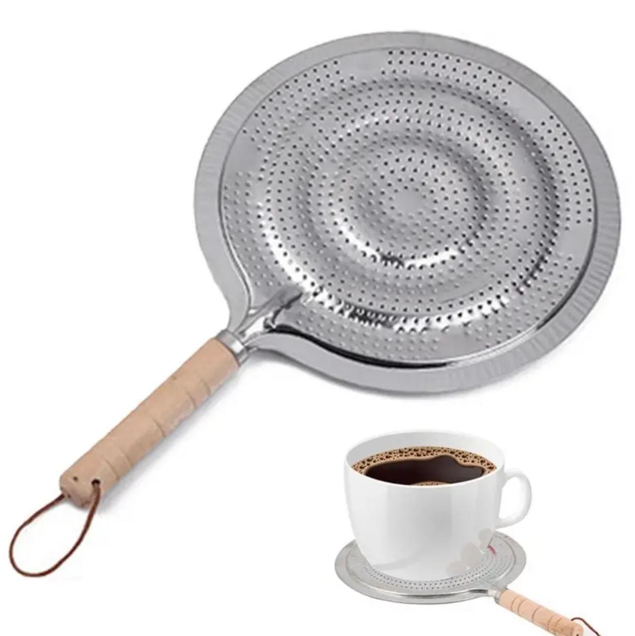 Cast Iron Trivet for Kitchen Cookware, Wooden Handle Heat-Resistant Pad for Coffee Pots and Pans, Durable Stovetop Safe Cooking Accessory,