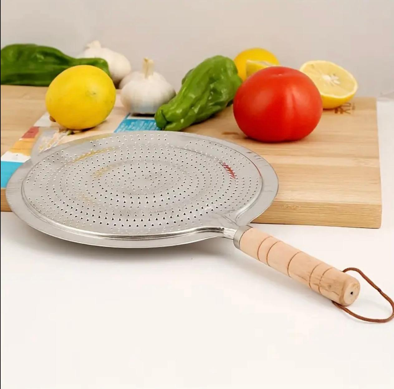 Cast Iron Trivet for Kitchen Cookware, Wooden Handle Heat-Resistant Pad for Coffee Pots and Pans, Durable Stovetop Safe Cooking Accessory,
