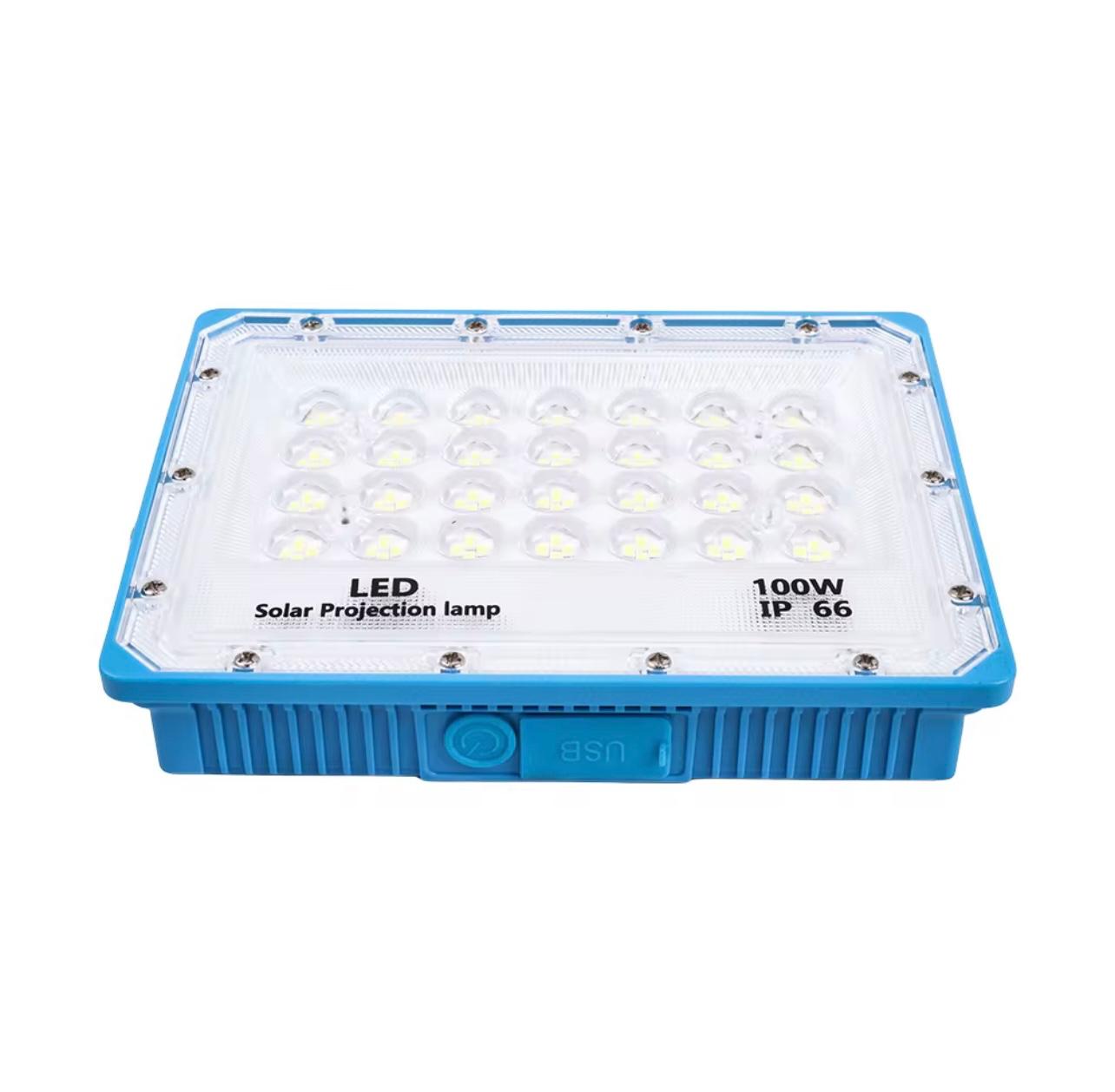 100W New Solar LED Floodlight USB Charging Emergency Light Portable Courtyard Garden Lighting Outdoor Camping Light