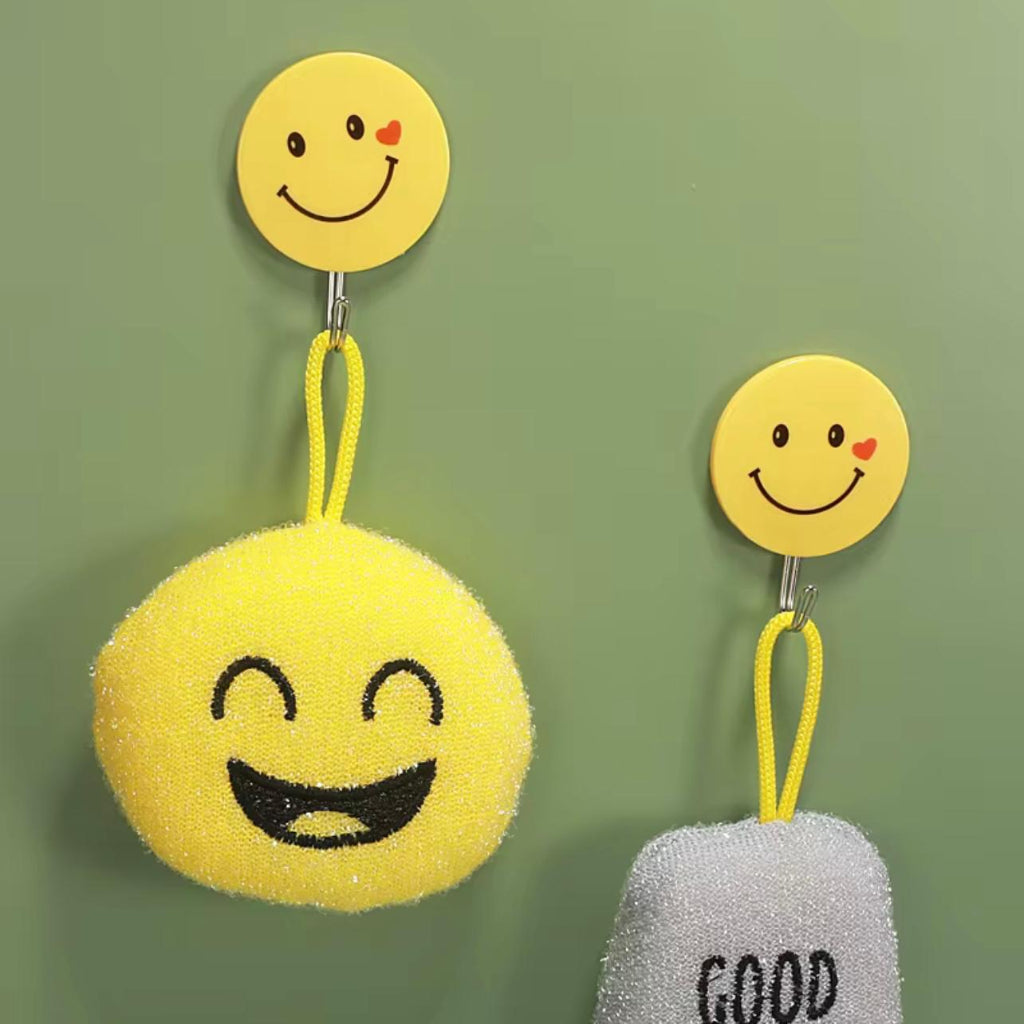 9 pcs Set Size Large Smiling Wall Hook ,No-Drill Adhesive Bracket, Plastic Multi-Purpose Hanger, Suitable Kitchen, Bathroom, Office, Car, Utility Hooks