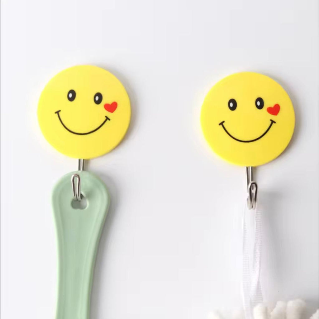 9 pcs Set Size Large Smiling Wall Hook ,No-Drill Adhesive Bracket, Plastic Multi-Purpose Hanger, Suitable Kitchen, Bathroom, Office, Car, Utility Hooks