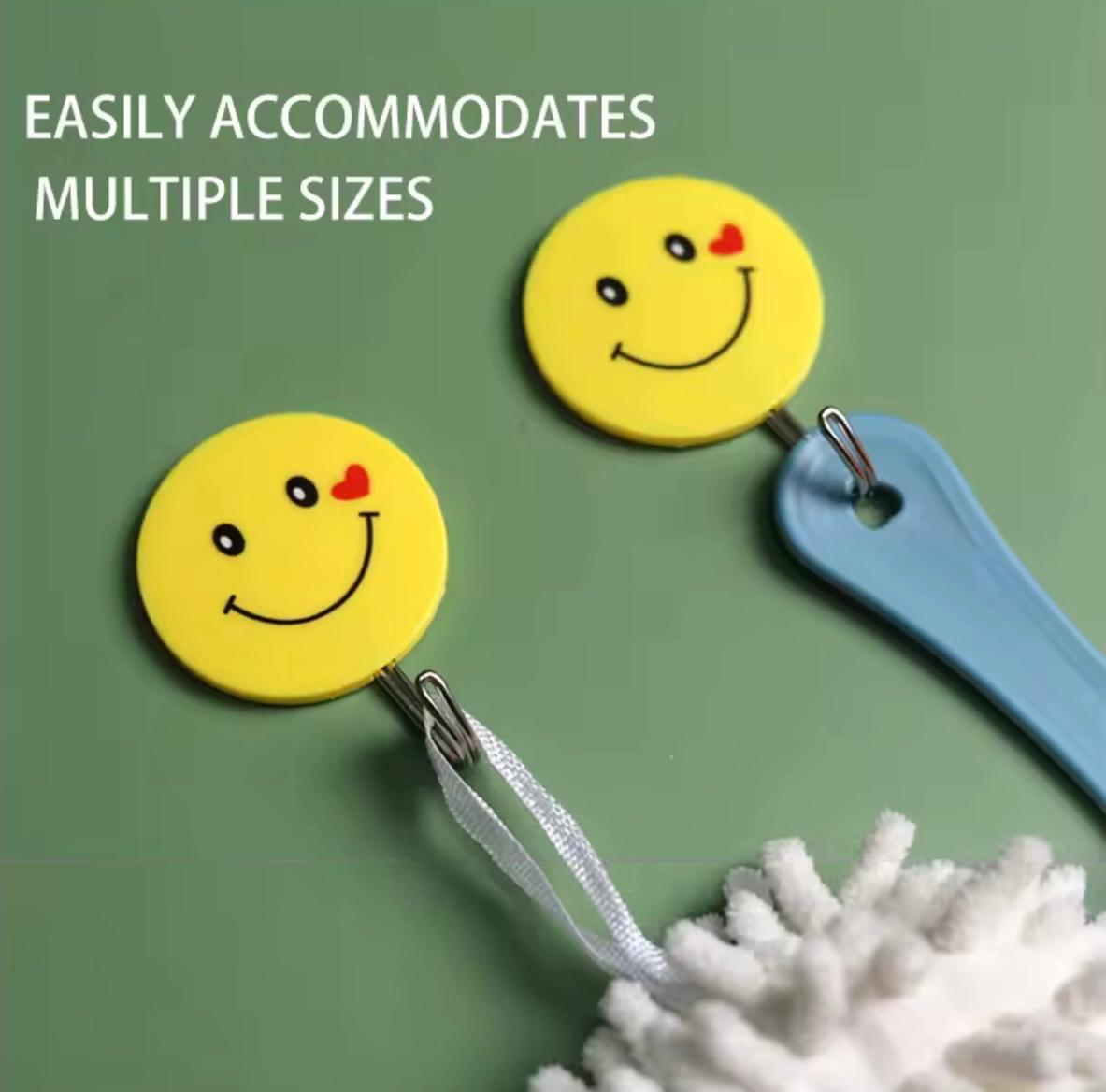 9 pcs Set Size Large Smiling Wall Hook ,No-Drill Adhesive Bracket, Plastic Multi-Purpose Hanger, Suitable Kitchen, Bathroom, Office, Car, Utility Hooks