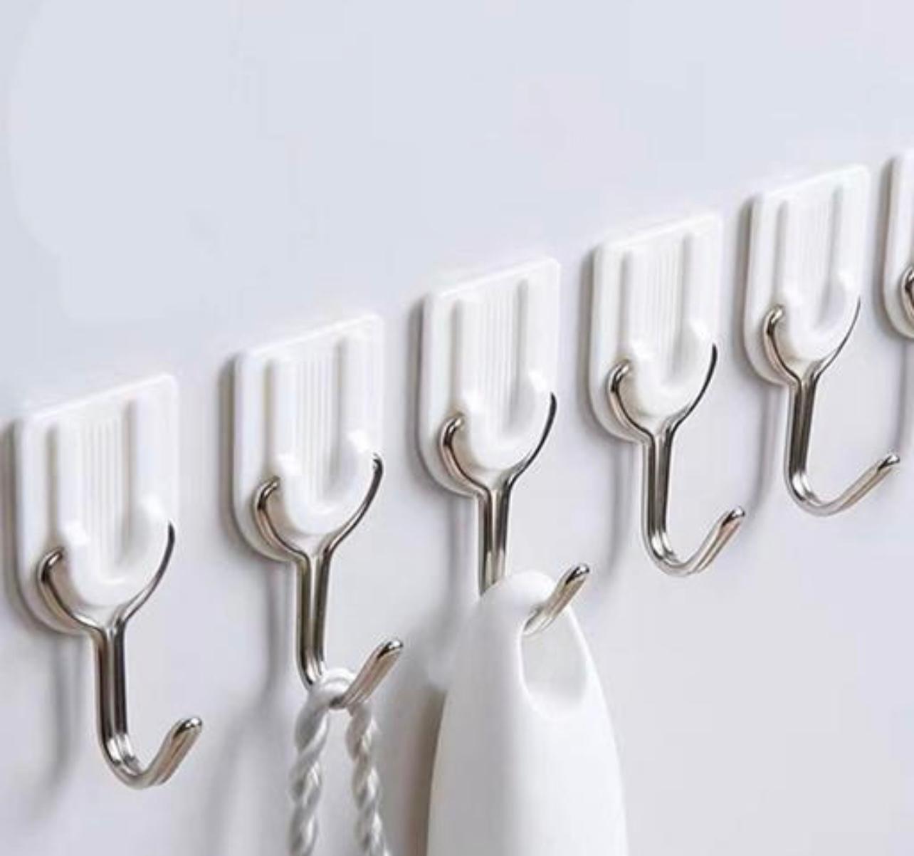 4pcs  Set Easy-Install Adhesive Hooks, No Drill, Strong Hold for Bags & Clothes, Stylish Plastic Wall Hooks, Combination Set, Kitchen, Utility Hooks