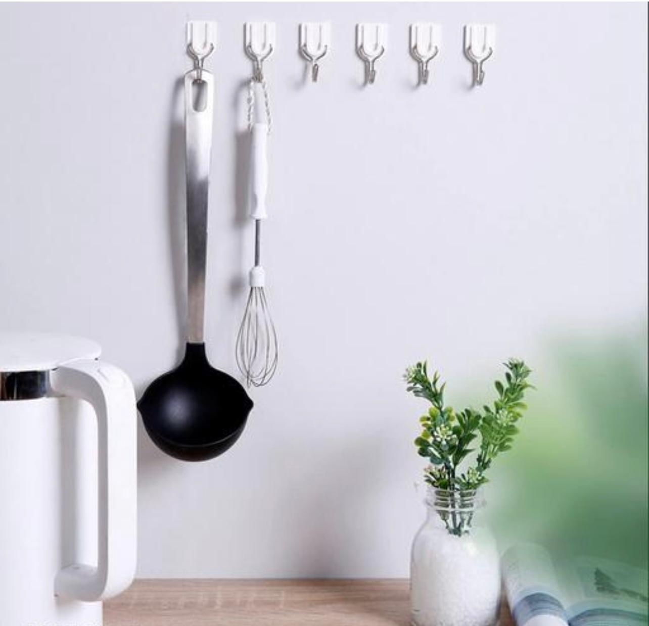 4pcs  Set Easy-Install Adhesive Hooks, No Drill, Strong Hold for Bags & Clothes, Stylish Plastic Wall Hooks, Combination Set, Kitchen, Utility Hooks