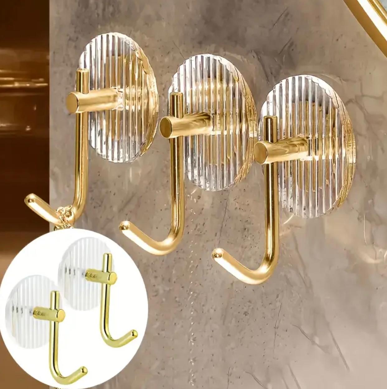 4pcs Set Wall-Mounted Hooks, No-Drill Self-Adhesive, Durable Plastic, Stylish Towel and Clothes Hangers for Bathroom, Bedroom, Dorm - Ideal for Towels, Clothes, Keys, Scissors, and More, Bathroom Accessories,