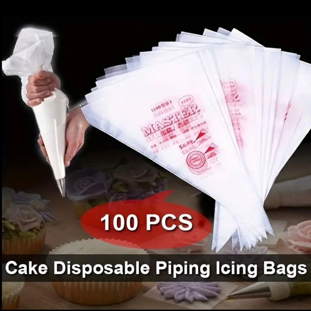100 thickened pastry disposable piping bag, Size-xxl,cream food decoration bag, cake decorating bag, easy to fill and clean. Very suitable for desserts, biscuits, cupcake decorations, must-have baking tools in home kitchen