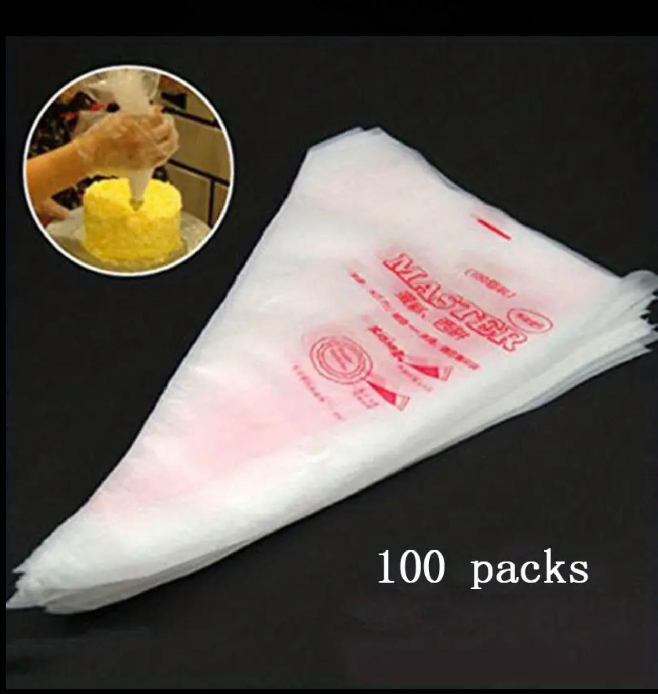 100 thickened pastry disposable piping bag, Size-xxl,cream food decoration bag, cake decorating bag, easy to fill and clean. Very suitable for desserts, biscuits, cupcake decorations, must-have baking tools in home kitchen