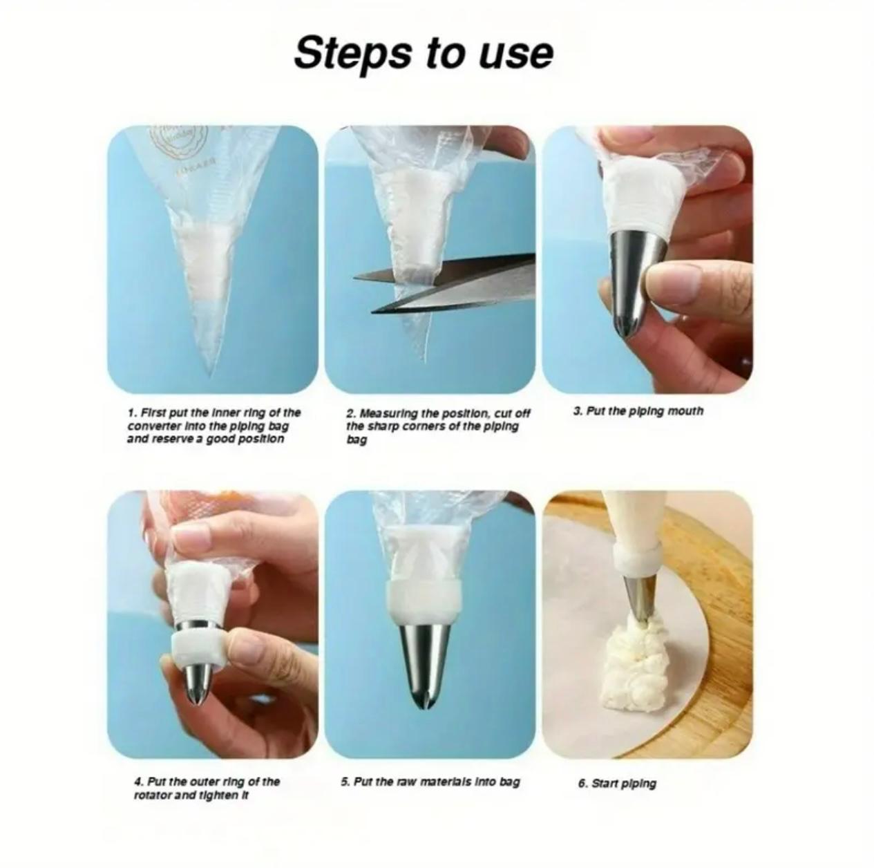 100 thickened pastry disposable piping bag, Size-xxl,cream food decoration bag, cake decorating bag, easy to fill and clean. Very suitable for desserts, biscuits, cupcake decorations, must-have baking tools in home kitchen