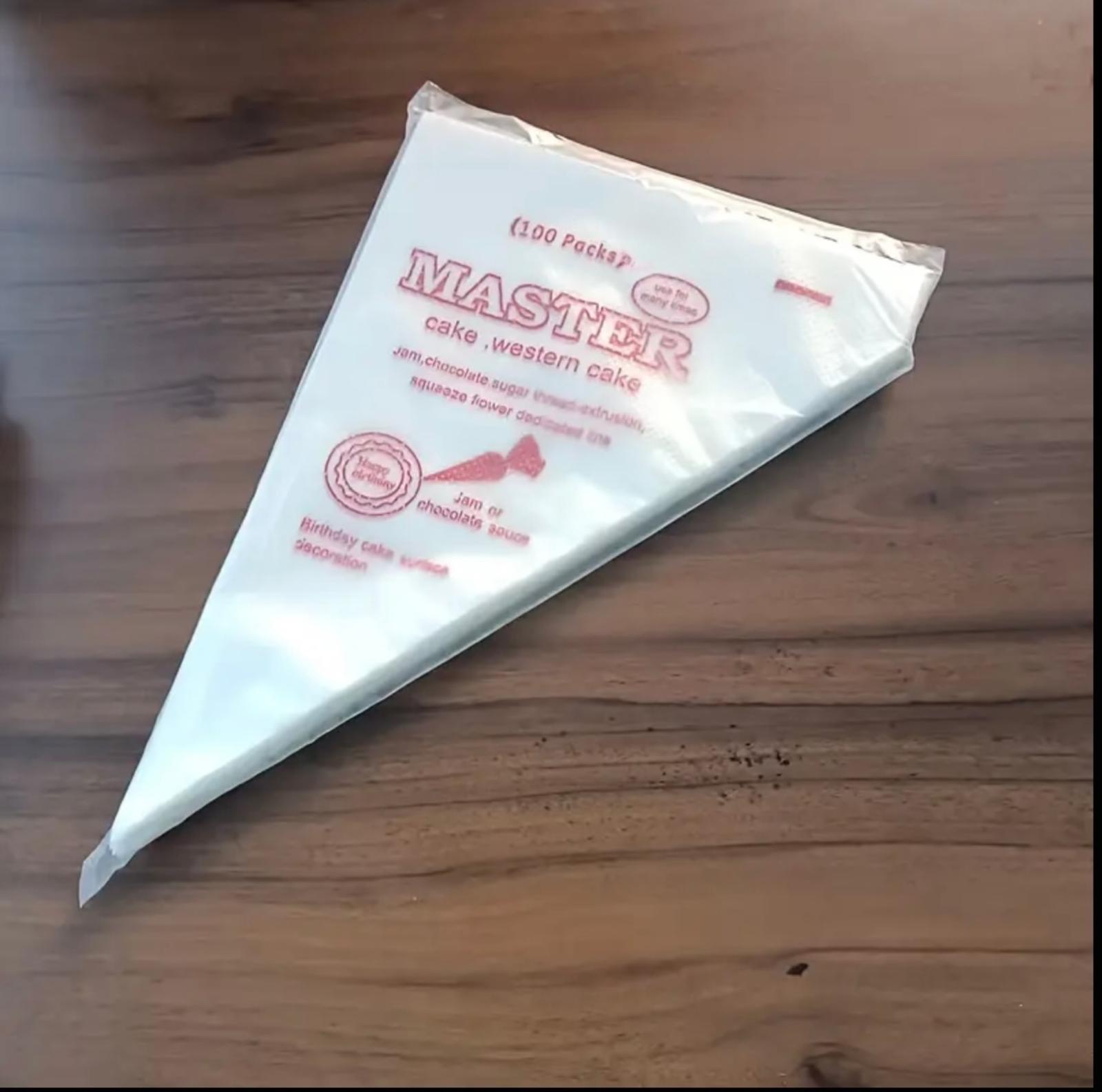 100 thickened pastry disposable piping bag, Size-xxl,cream food decoration bag, cake decorating bag, easy to fill and clean. Very suitable for desserts, biscuits, cupcake decorations, must-have baking tools in home kitchen