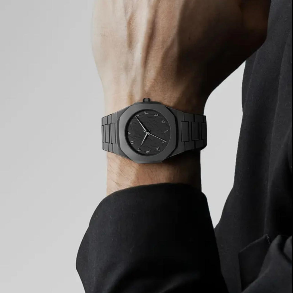 Unisex Fashion Aura Watch - Sleek Black Round Dial with White Numerals, Durable Resin Strap & Case, Non, Ideal for Casual Attire