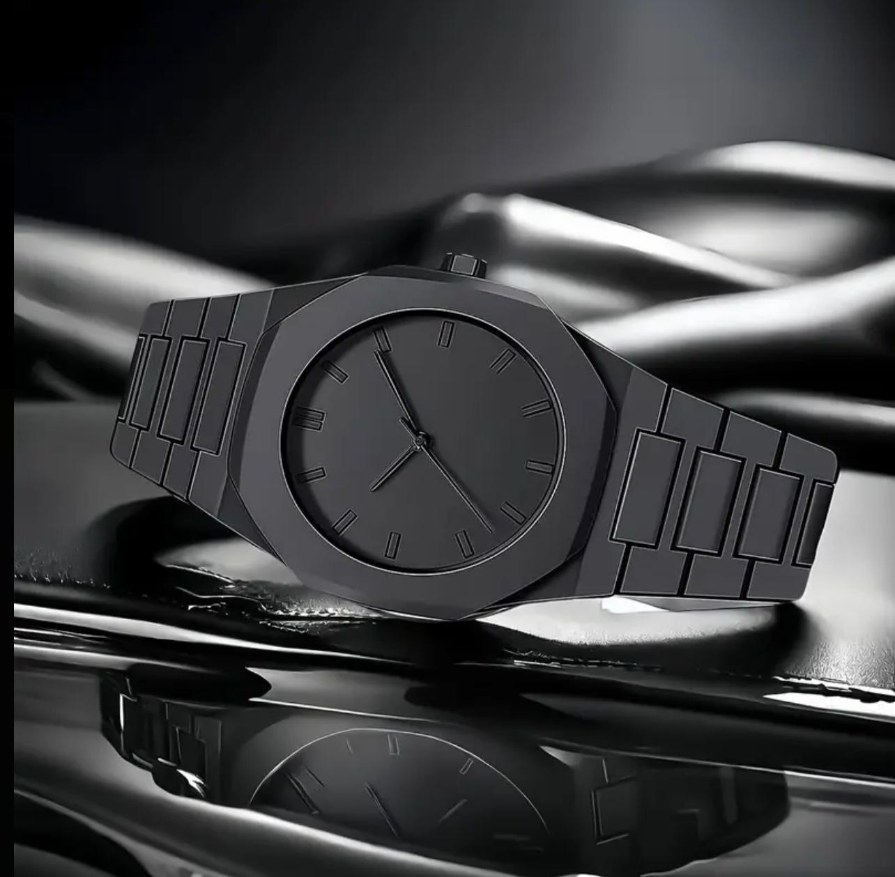 Unisex Fashion Aura Watch - Sleek Black Round Dial with White Numerals, Durable Resin Strap & Case, Non, Ideal for Casual Attire