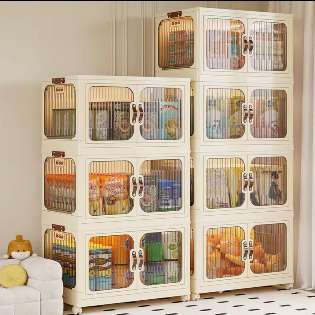 5-layer Foldable Storage Box, Covered Storage Box, Large-sized Stackable Cube Storage Box, Wheeled Storage Box, Suitable for Storing Clothes, Toys, Blankets,