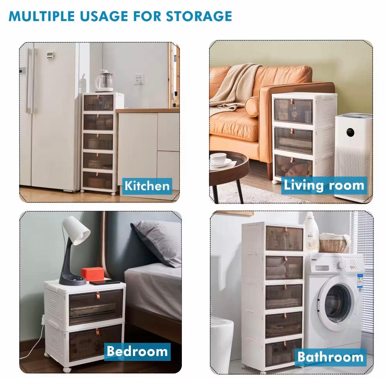 6-Tier Rolling Storage Cabinet with Wheels (Size-37.5*27*123) - Large Capacity Magnetic Closure Organizer, Slim Space-Saving Design for Kitchen, Pantry, Office - Durable Plastic Multi-Purpose Storage Solution, Kitchen Cabinet Organizers And Storage,