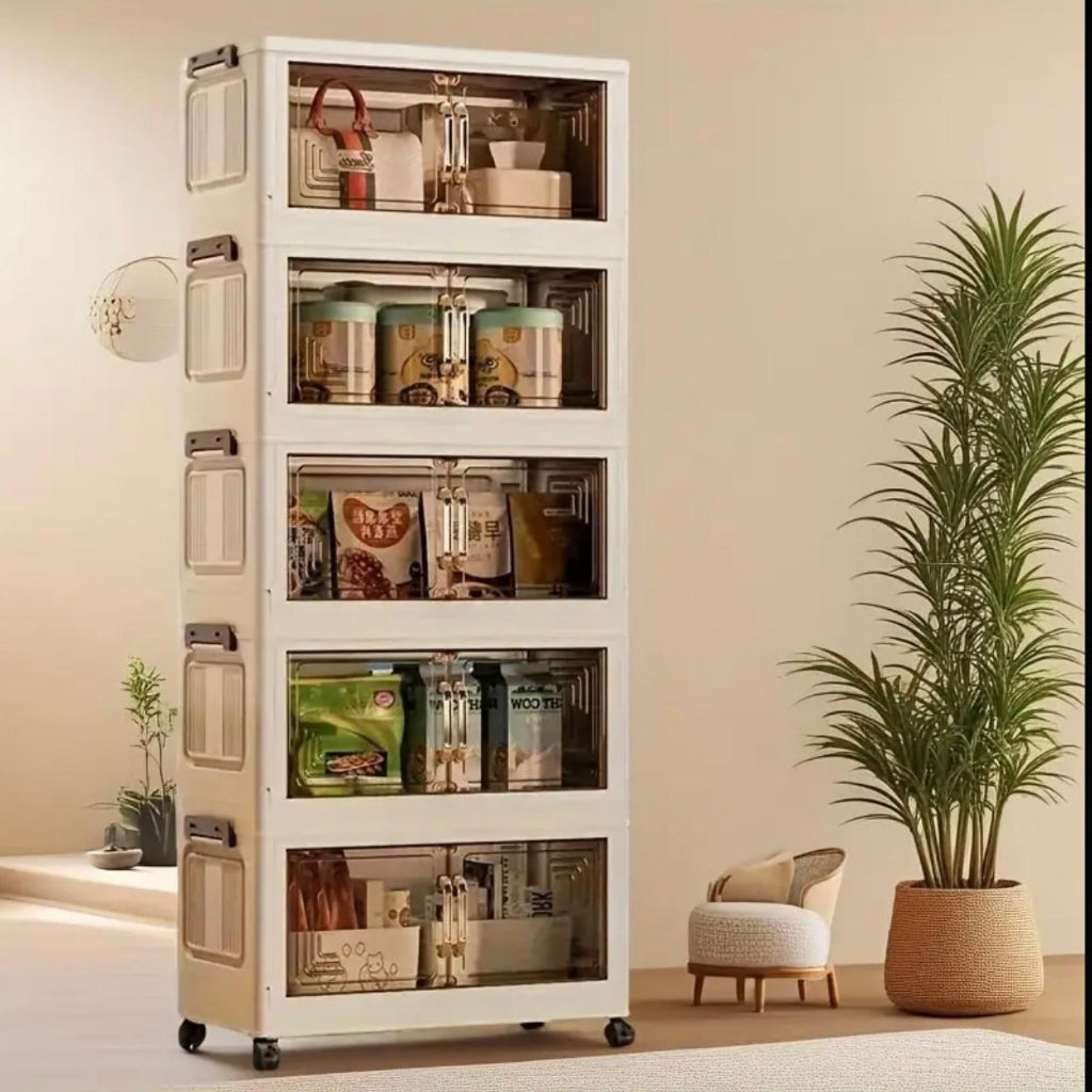 6-Tier Rolling Storage Cabinet with Wheels - Large Capacity Magnetic Closure Organizer, Slim Space-Saving Design for Kitchen, Pantry, Office - Durable Plastic Multi-Purpose Storage Solution, Kitchen Cabinet Organizers And Storage,Home Organization,