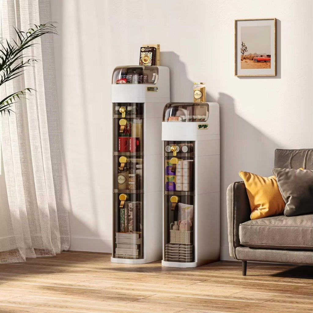 Wide Smart Storage Cabinet - Multi-Layer Plastic Organizer with 5 Drawers, Space-Saving Design for Kitchen, Bedroom, Living Room - Durable Multi-Purpose Storage Solution, Kitchen Storage Cabinet, Modern Aesthetic, Sleek Finish.