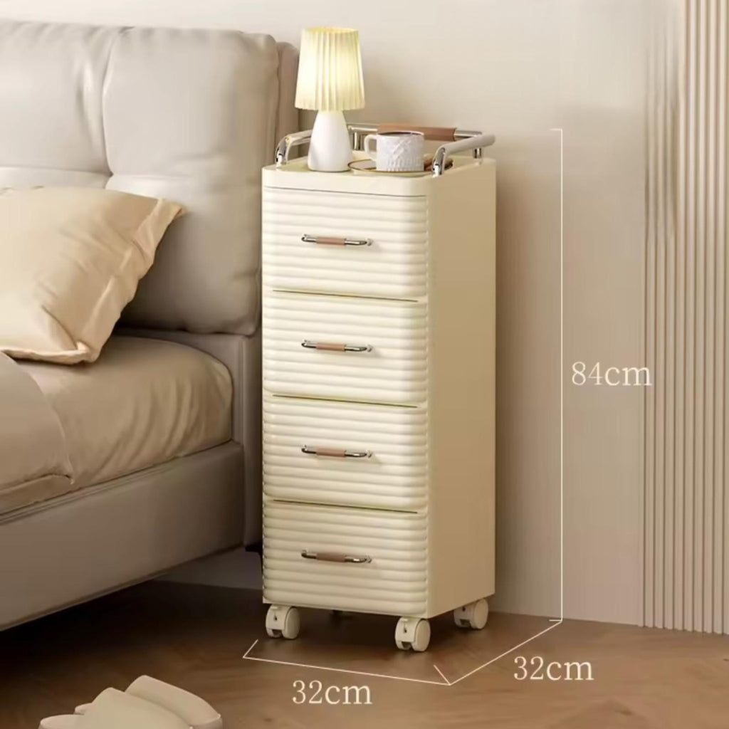 4 Drawers Modern Luxury Multifunctional Storage Cabinet with Wheels, Removable Drawers - Plastic Organizer for Bedroom, Living Room, Kitchen - Snack,, Office Supply Storage, Cabinet Storage,