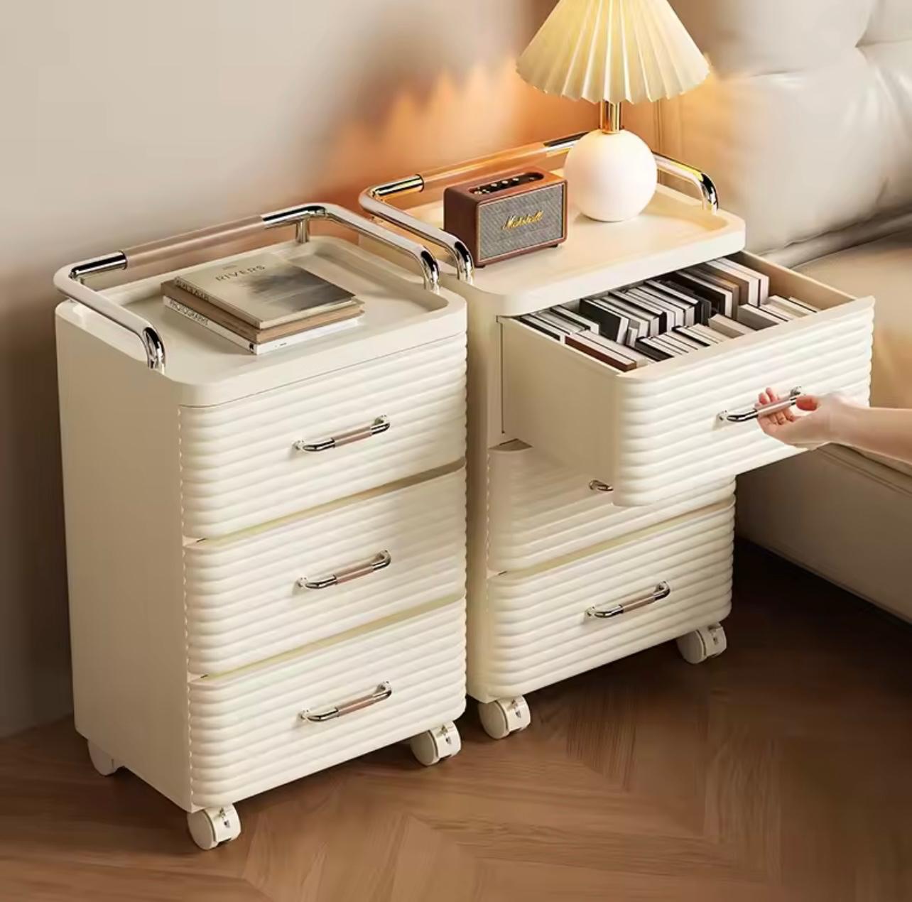 4 Drawers Modern Luxury Multifunctional Storage Cabinet with Wheels, Removable Drawers - Plastic Organizer for Bedroom, Living Room, Kitchen - Snack,, Office Supply Storage, Cabinet Storage,