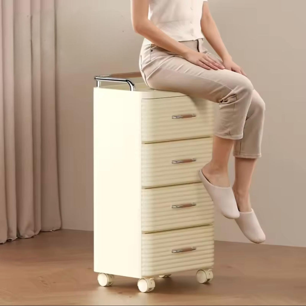 4 Drawers Modern Luxury Multifunctional Storage Cabinet with Wheels, Removable Drawers - Plastic Organizer for Bedroom, Living Room, Kitchen - Snack,, Office Supply Storage, Cabinet Storage,
