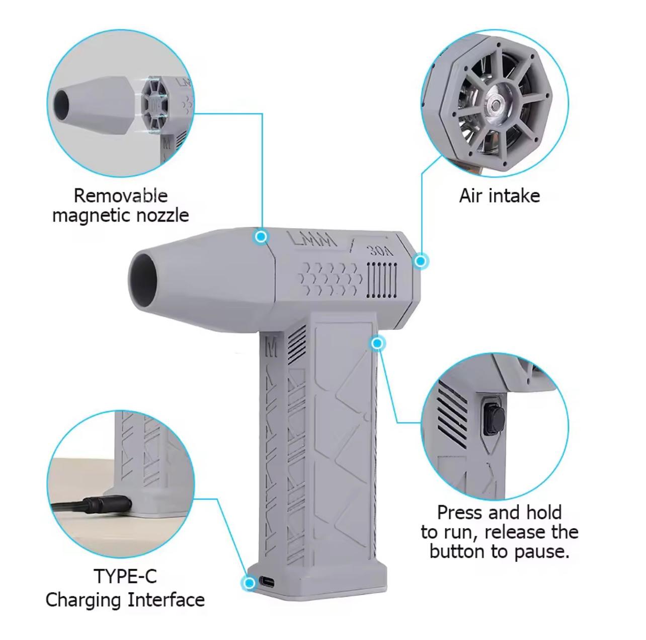 Mini Turbo Fan, Compressed Air Dust Collector 130000 RPM Cordless Powerful Blower with High-Speed Duct Fan, Brushless Motor Jet Dry Fan, Suitable for Electronic Cleaning, Automotive and Household Appliances