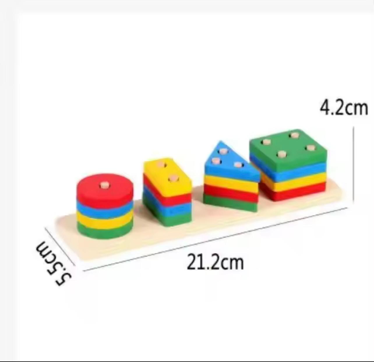 Wooden toy classification and stacking, educational wooden toy color recognition for boys and girls, shape classifiers and learning puzzles - perfect gifts! (Educational toys)