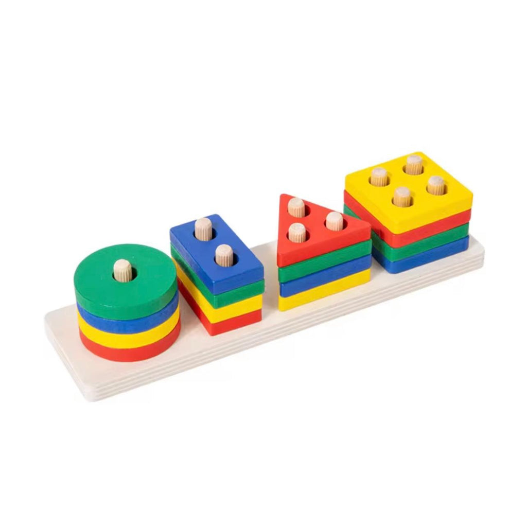 Wooden toy classification and stacking, educational wooden toy color recognition for boys and girls, shape classifiers and learning puzzles - perfect gifts! (Educational toys)