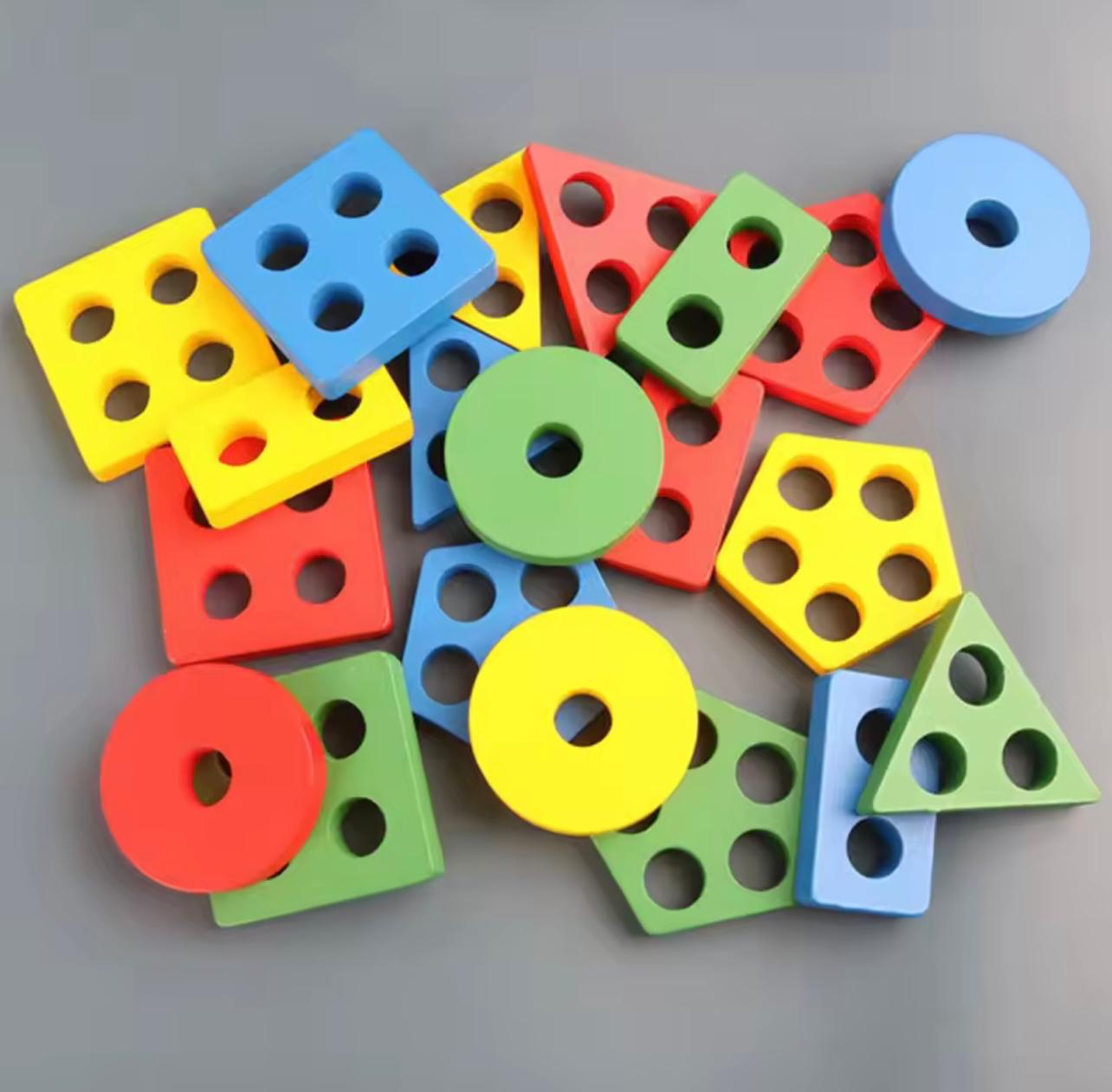 Wooden toy classification and stacking, educational wooden toy color recognition for boys and girls, shape classifiers and learning puzzles - perfect gifts! (Educational toys)