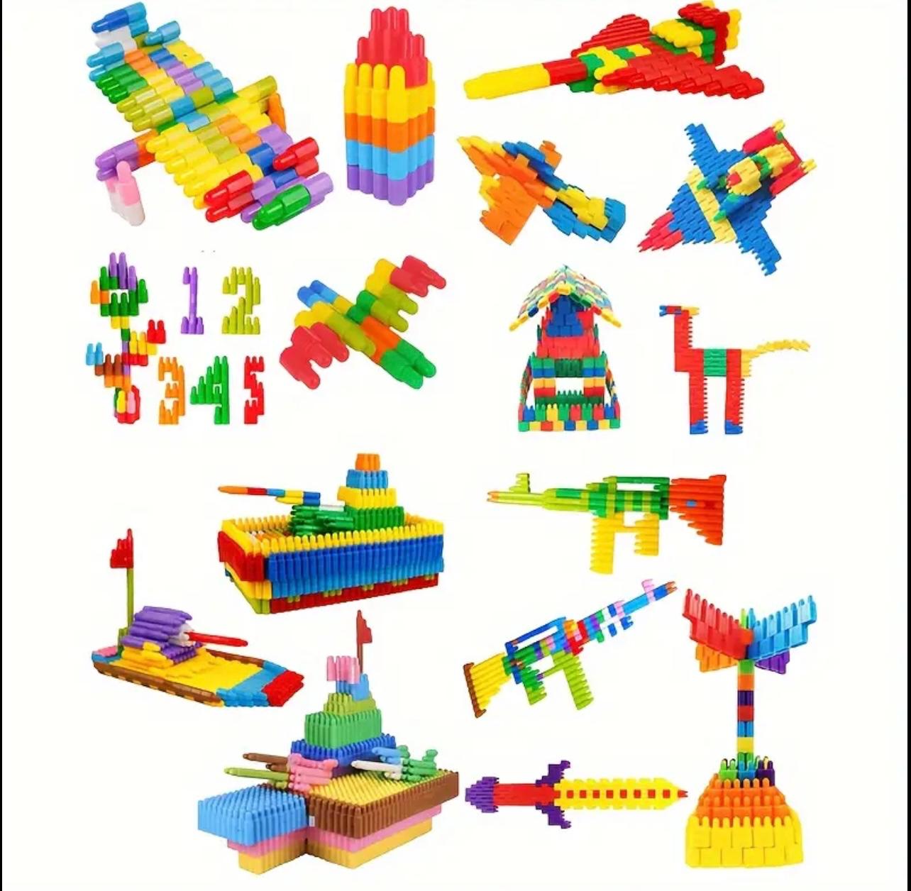 Educational Plastic Building Blocks Toy ( 318 Pcs Set ) ,Bullet Head Shape Assembly Kit for Boys And Girls Intelligence Development Ages 3-9