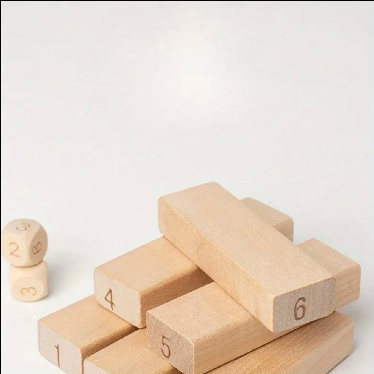Wooden Stacking Tower Game, 48 Natural Wooden Blocks, Family Parent Party Balance Challenge, Stimulating, Single vs. Multiplayer Interaction, Parent Interaction, Party Toys, Birthday Gift.